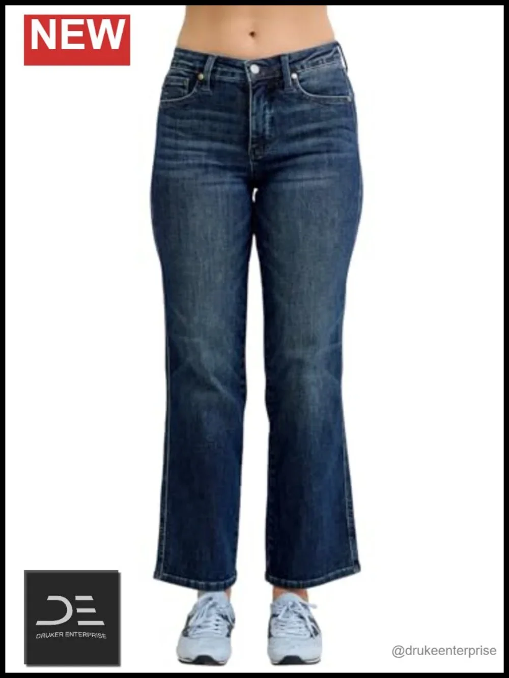 Petite Mid Rise Straight Jeans with Tummy Control 29 Inseam